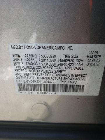 Photo 10 from auction – 2019 ACURA MDX TECHNO with VIN 5J8YD3H5XKL004472