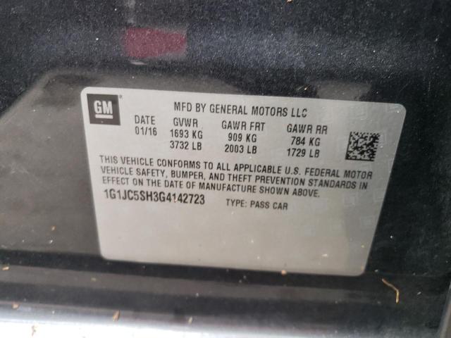 Photo 10 from auction – 2016 CHEVROLET SONIC LT with VIN 1G1JC5SH3G4142723