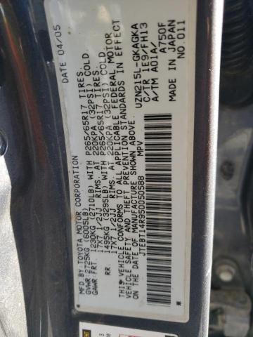 Photo 10 from auction – 2005 TOYOTA 4RUNNER SR with VIN JTEBT14R95C050588