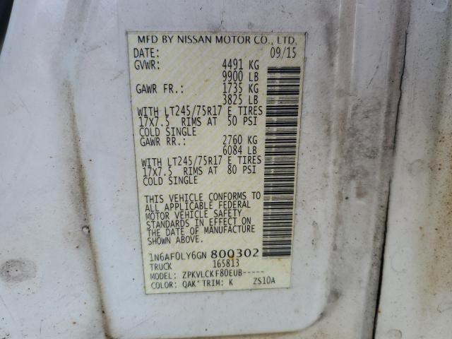 Photo 10 from auction – 2016 NISSAN NV 2500 S with VIN 1N6AF0LY6GN800302