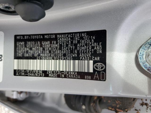 Photo 10 from auction – 2015 TOYOTA COROLLA L with VIN 2T1BURHE1FC291365
