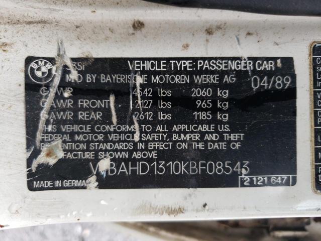 Photo 10 from auction – 1989 BMW 535 I with VIN WBAHD1310KBF08543