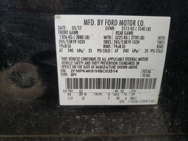 Photo 10 from auction – 2017 FORD EDGE TITAN with VIN 2FMPK4K91HBC03514