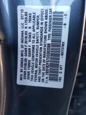 Photo 10 from auction – 2013 HONDA CIVIC LX with VIN 19XFB2F57DE062088