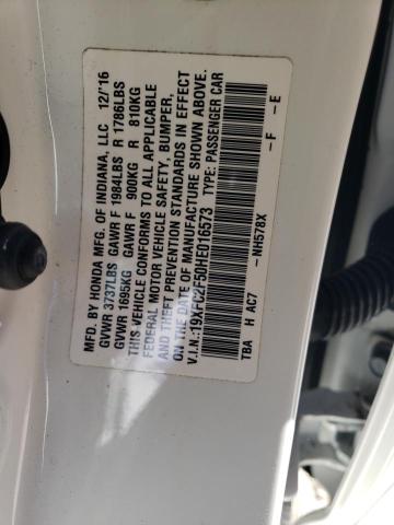 Photo 10 from auction – 2017 HONDA CIVIC LX with VIN 19XFC2F50HE016573