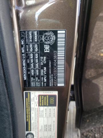 Photo 10 from auction – 2012 MERCEDES-BENZ ML 350 BLU with VIN 4JGDA2EB3CA043813
