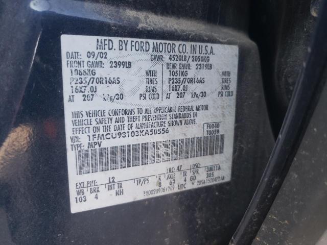 Photo 10 from auction – 2003 FORD ESCAPE XLT with VIN 1FMCU93103KA50556