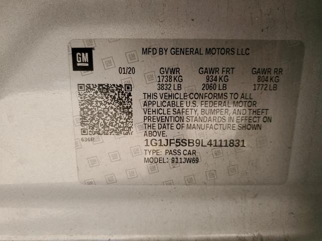 Photo 10 from auction – 2020 CHEVROLET SONIC PREM with VIN 1G1JF5SB9L4111831