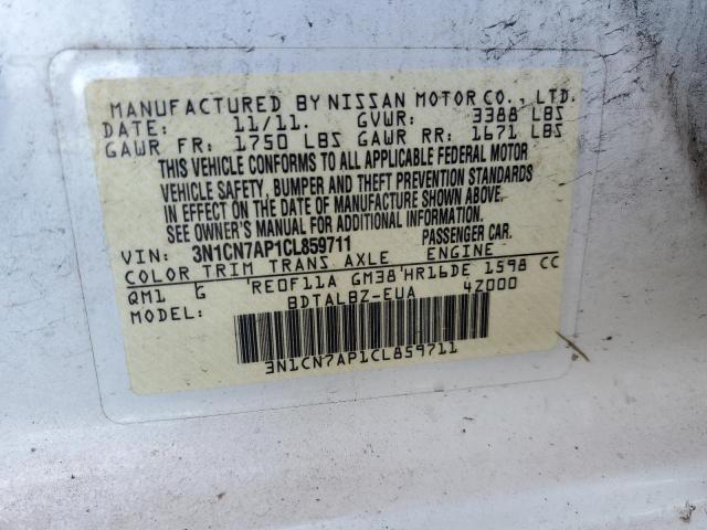 Photo 10 from auction – 2012 NISSAN VERSA S with VIN 3N1CN7AP1CL859711