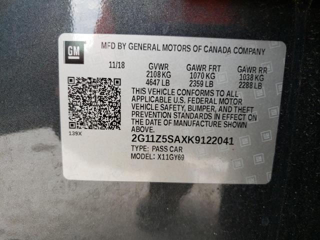 Photo 10 from auction – 2019 CHEVROLET IMPALA LT with VIN 2G11Z5SAXK9122041