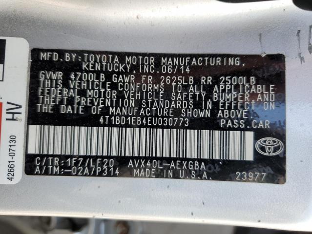 Photo 10 from auction – 2014 TOYOTA AVALON HYB with VIN 4T1BD1EB4EU030773