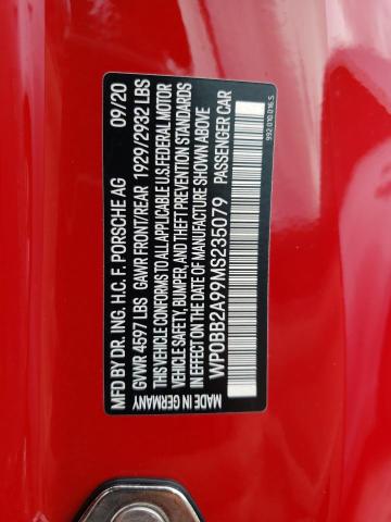 Photo 10 from auction – 2021 PORSCHE 911 TARGA with VIN WP0BB2A99MS235079