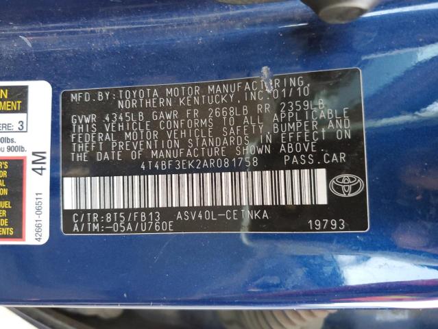 Photo 10 from auction – 2010 TOYOTA UK with VIN 4T4BF3EK2AR081758