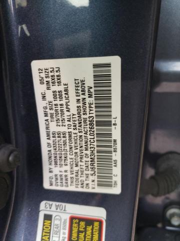 Photo 10 from auction – 2012 HONDA CR-V LX with VIN 5J6RM3H37CL026863
