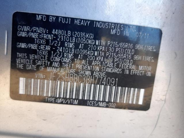 Photo 10 from auction – 2011 SUBARU FORESTER 2 with VIN JF2SHBBC3BH774091