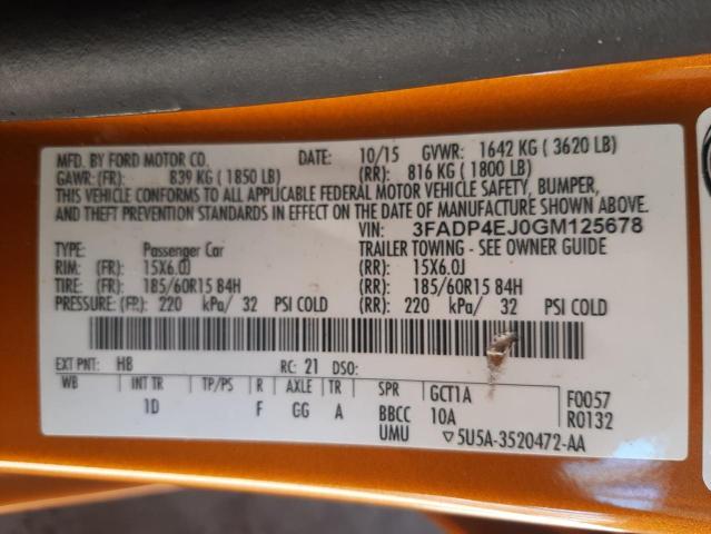 Photo 10 from auction – 2016 FORD FIESTA SE with VIN 3FADP4EJ0GM125678