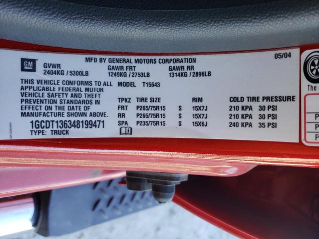 Photo 10 from auction – 2004 CHEVROLET COLORADO with VIN 1GCDT136348199471