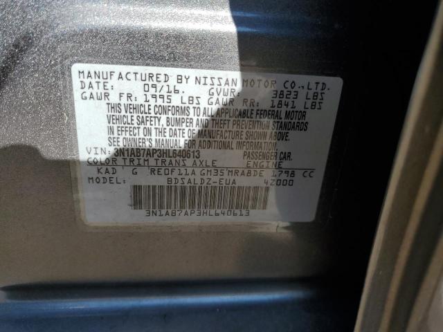 Photo 10 from auction – 2017 NISSAN SENTRA S with VIN 3N1AB7AP3HL640613