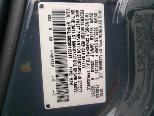 Photo 10 from auction – 2003 HONDA ODYSSEY EX with VIN 5FNRL18623B115847