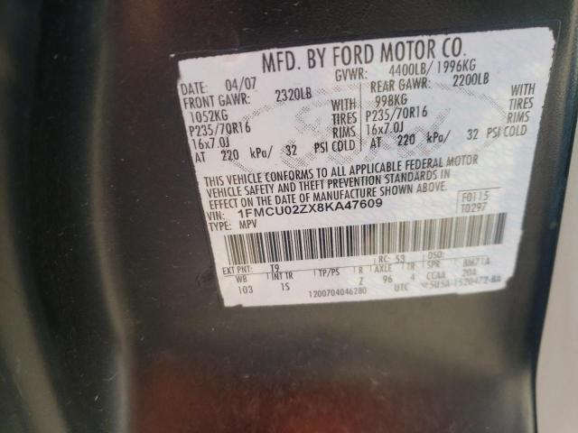 Photo 10 from auction – 2008 FORD ESCAPE XLS with VIN 1FMCU02ZX8KA47609