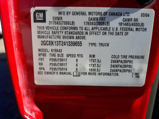 Photo 10 from auction – 2004 CHEVROLET SILVERADO with VIN 2GCEK13T241339655