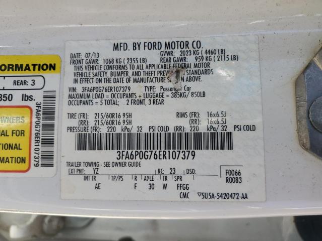 Photo 10 from auction – 2014 FORD FUSION S with VIN 3FA6P0G76ER107379
