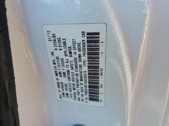 Photo 10 from auction – 2012 HONDA ACCORD LX with VIN 1HGCS1B31CA008578