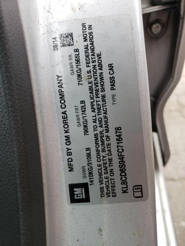 Photo 10 from auction – 2015 CHEVROLET SPARK 1LT with VIN KL8CD6S94FC716478