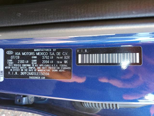 Photo 10 from auction – 2020 KIA FORTE FE with VIN 3KPF24AD1LE150594