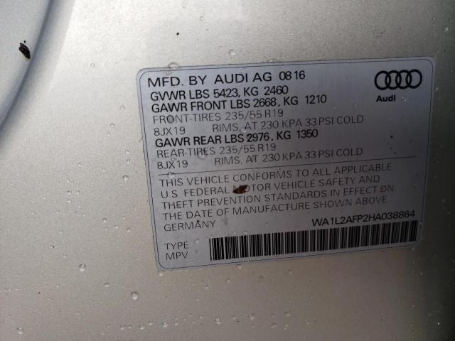 Photo 10 from auction – 2017 AUDI Q5 PREMIUM with VIN WA1L2AFP2HA038864