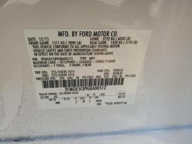 Photo 10 from auction – 2016 FORD FLEX SEL with VIN 2FMGK5C89GBA00512