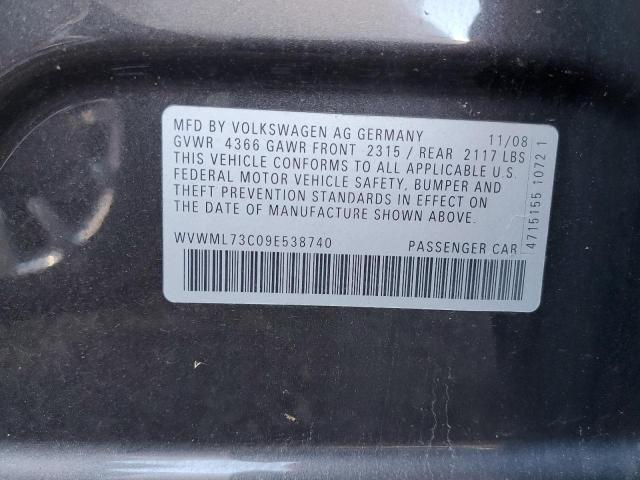 Photo 10 from auction – 2009 VOLKSWAGEN CC with VIN WVWML73C09E538740