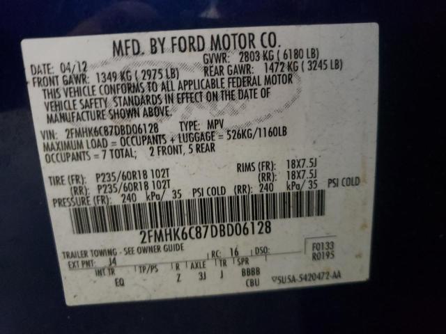 Photo 10 from auction – 2013 FORD FLEX SEL with VIN 2FMHK6C87DBD06128