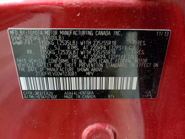 Photo 10 from auction – 2013 TOYOTA RAV4 LIMIT with VIN 2T3DFREV0DW123081
