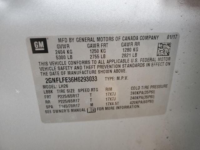 Photo 10 from auction – 2017 CHEVROLET EQUINOX LT with VIN 2GNFLFE36H6293033