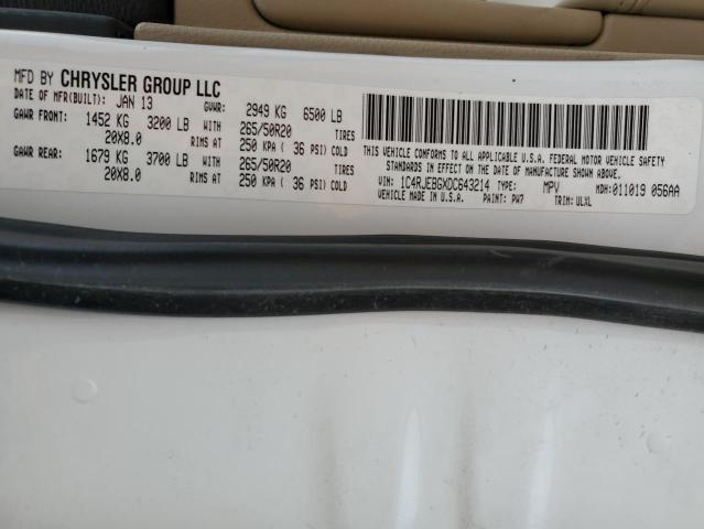 Photo 10 from auction – 2013 JEEP GRAND CHER with VIN 1C4RJEBGXDC643214