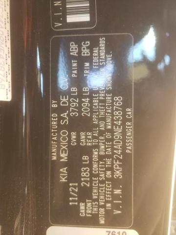Photo 10 from auction – 2022 KIA FORTE FE with VIN 3KPF24AD9NE438768