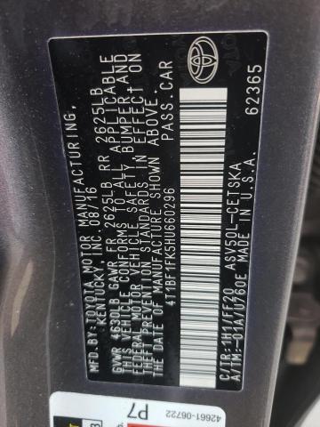 Photo 10 from auction – 2017 TOYOTA CAMRY LE with VIN 4T1BF1FK5HU660296
