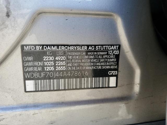 Photo 10 from auction – 2004 MERCEDES-BENZ E 500 with VIN WDBUF70J44A478616