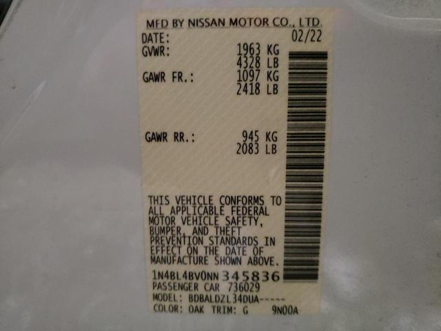 Photo 10 from auction – 2022 NISSAN ALTIMA S with VIN 1N4BL4BV0NN345836