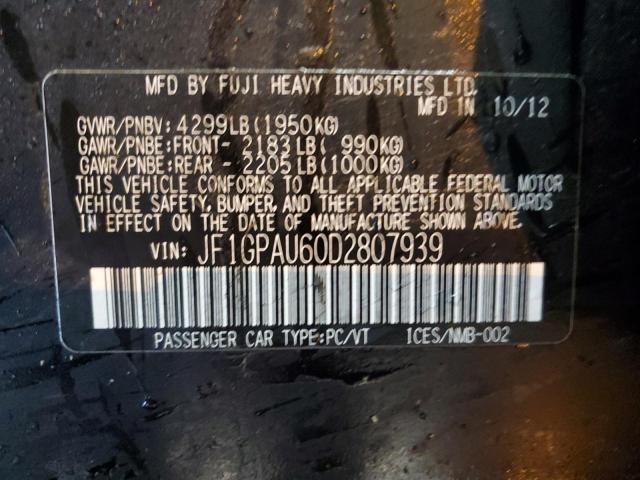 Photo 10 from auction – 2013 SUBARU IMPREZA SP with VIN JF1GPAU60D2807939