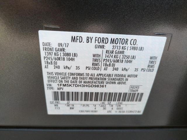 Photo 10 from auction – 2017 FORD EXPLORER X with VIN 1FM5K7DH3HGD98361