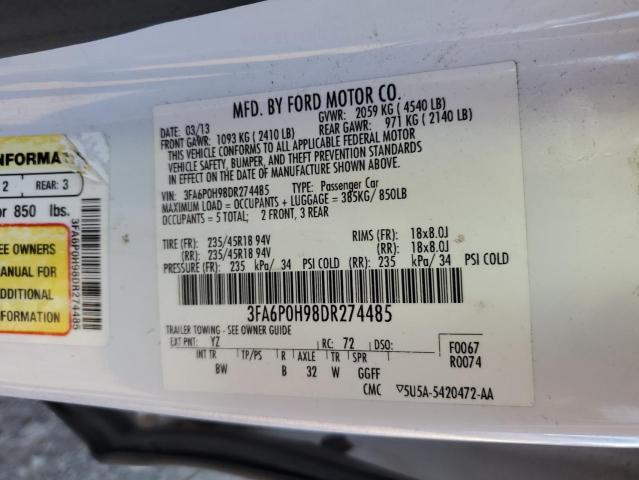 Photo 10 from auction – 2013 FORD FUSION SE with VIN 3FA6P0H98DR274485