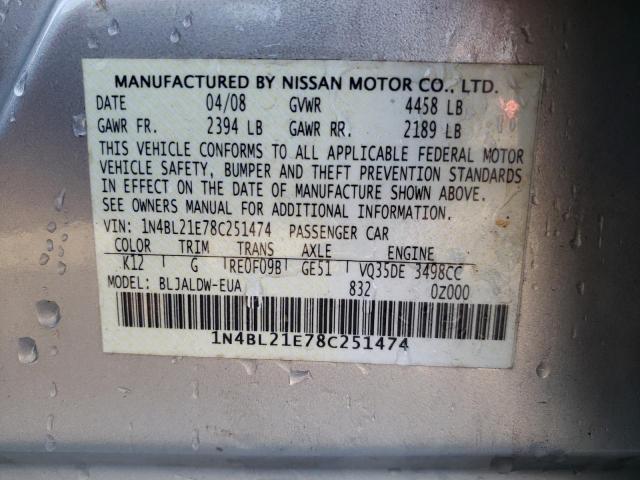Photo 10 from auction – 2008 NISSAN ALTIMA 3.5 with VIN 1N4BL21E78C251474