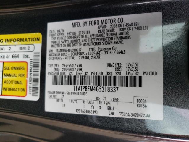 Photo 10 from auction – 2016 FORD MUSTANG with VIN 1FATP8EM4G5318337