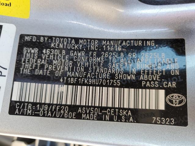 Photo 10 from auction – 2017 TOYOTA CAMRY LE with VIN 4T1BF1FK9HU701755