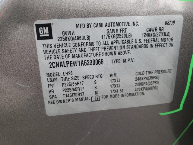 Photo 10 from auction – 2010 CHEVROLET EQUINOX LT with VIN 2CNALPEW1A6230068