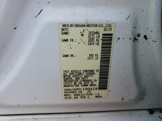 Photo 10 from auction – 2015 NISSAN ALTIMA 2.5 with VIN 1N4AL3AP9FC190418