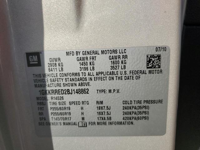 Photo 10 from auction – 2011 GMC ACADIA SLT with VIN 1GKKRRED2BJ148862