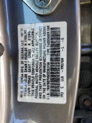 Photo 10 from auction – 2012 HONDA CIVIC EX with VIN 19XFB2F80CE383706